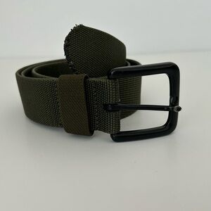 Dark Olive Green Black Buckle Stretch Belt Size Small